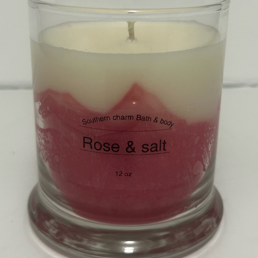 Rose & Salt Candle - Pink and White